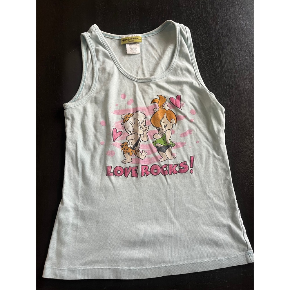 Hanna-Barbera The Flintstones Pebbles Bamm-Bamm Love Rocks Graphic Tank Top‎ M